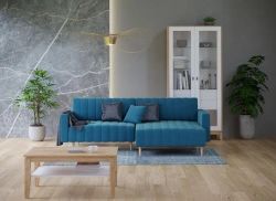 Hugo Green Three-Seater Corner Sofa D.101.U.3.Gnu