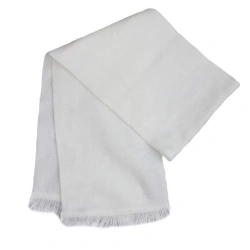White Scarf Made of 50% Wool and 50% Acrylic Fabric