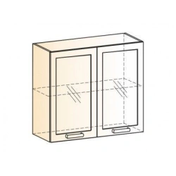 Wall-mounted two-door cabinet with glass shelf, Model SHN-4