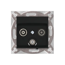 CADUCEUS ALING PRESTIGE Hidden Antenna Outlet TV/FM/SAT, Black (Soft Touch), Art. 6012S.E1