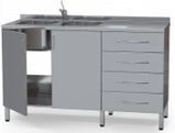 Stainless Steel Sink Cabinet with Double Sink, Model KSm/nj 1-6/r-y/s