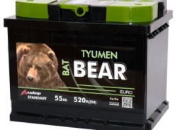 Lead-Acid Starter Battery for Internal Combustion Engine 12V 6ST-55VLA Tyumen BatBEAR