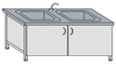 Laboratory Table with Double Sink "Fiberglass" SM-4(m)