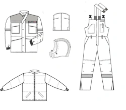 Men's Protective Suit (Jacket, Bib Overalls) for Low Temperature