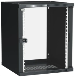 LINEA WE 19" Wall-mounted Cabinet 15U 600x650mm Glass Door Black LWE5-15U67-GF