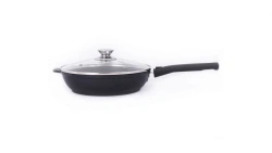Non-stick Aluminum Frying Pan 220mm with Removable Handle and Glass Lid - Kukmara