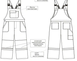 Men's Overall for Protection Against Industrial Contaminants and Mechanical Wear