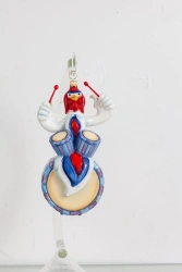 Handcrafted Glass Christmas Ornament "Rooster on Drums