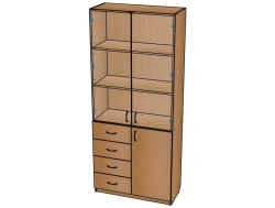 Document Storage Cabinet with Glass and Drawers No. 10 / Sh10