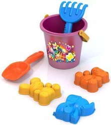Sand Play Set No. 91 (Animal Molds - 3 pcs, Rake, Shovel, Bucket with Print)
