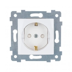 Hidden Socket Mechanism with Ground Contact and Protective Shutter, Model RS16-446, White