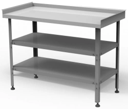 Food Processing Table with Three Edges, Two Shelves SRP-3-0.6/1.5-2P