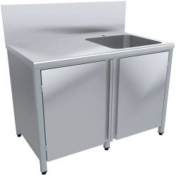 Stainless Steel Work Table with Integrated Sink SRO12/7-T+VMOc1-500P Right Configuration