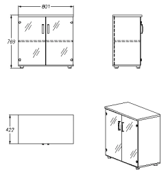 Storage Cabinet for Documents and Office Supplies - Series 405.80.077