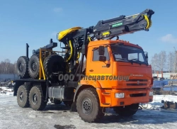 Heavy-Duty Logging Truck with Crane Manipulator GM 6377V1-10 on Kamaz Chassis