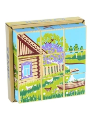 Children's Cubes "Assemble the Picture" "Russian Village" (9 pieces) Art. 1-44