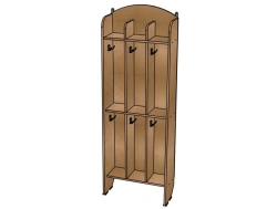 Towel Rack No. 2 "Moydodyr" with 6 Compartments, Plywood (Varnished) - SHD56