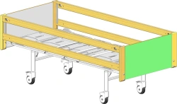 Functional Hospital Bed on Wheels with Wooden Side Rails, Model MSK-6103EP