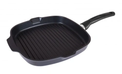 Square grill pan 260x260mm aluminium cast (with non-stick coating) TM Kukmara, with Bakelite handle, AP, white