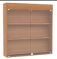 Wall-Mounted Display Case with Glass, 3 Shelves