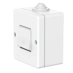 Single-Pole Light Switch for Open Wiring, 10A, 250V, IP55, White, Art. 217