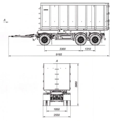 Three-Axle Scrap Transport Trailer 8465-31 with HJD13Y30S18-1840T16-060 Axles, 12 Ton Capacity