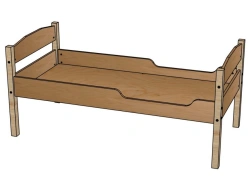 Children's Single Bed for Nursery (Wood + Plywood) Model K06