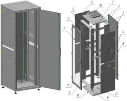 19" Floor-Mounted Telecommunication Cabinet 33U - Model ШТ-П-33U-600х1700х600-ММ