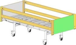 Functional Hospital Bed on Wheels with Wooden Side Rails - KФ3-01-«МСК» (МСК-6103Л)