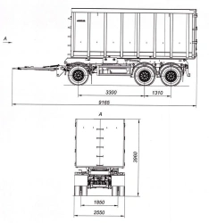 Tri-Axle Dump Scrap Trailer 8596-03 with HJD13Y30S18-1840T16-060 Axles, 12 Ton Capacity