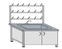 Laboratory Table with Sink "Stainless Steel" SM-3(m) with Drying/Without Drying