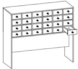 Wooden Filing Cabinet with 24 Drawers, Model SHK-1-5