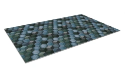 SHAHINTEX Digital Print Cut-Out Absorbent Mat "Cube" Hexagon 120x200 Blue-Green