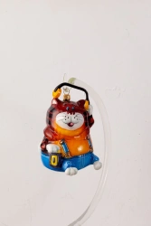 Handcrafted Glass Christmas Ornament "Cat in Headphones