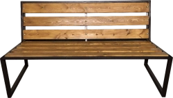 Durable Pine Wood Bench with Steel Frame