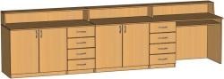 Library Barrier Stand with Storage Units and Open Shelf