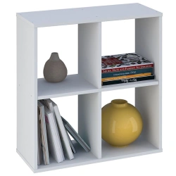 Polini Home Smart Cubic Open Shelf, 4 Sections, White, Model 0001692.9