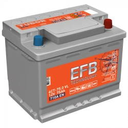 Lead-Acid Starter Battery TUBOR EFB 6ST-75.1(0) VL