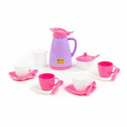 Children's Doll Dish Set for 4 with Stylish Design 'Alice' Pretty Pink