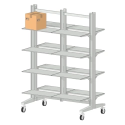 Mobile Double-Sided Metal Rack on Roller Supports 750x1260x1800 mm