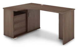 Corner Computer Desk with Drawers and Shelves