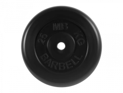 Rubber Coated Standard Disc 25 kg, 26 mm, Black MB-PltB26-25