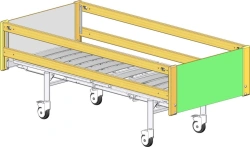 Functional Hospital Bed on Wheels with Wooden Side Rails MSK-6102L
