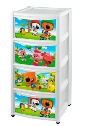 Practical Children's Rolling Dresser with Drawers "MI-MI-MISHKI" 4 Drawers (White)