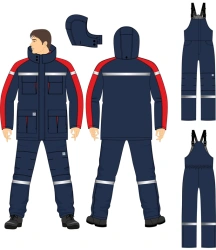 Men's Protective Suit Against Electric Arc Thermal Risks and Low Temperatures