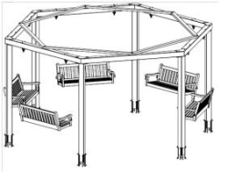 Wooden Swing Bench for Offices and Public Spaces, Model 14011