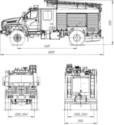Fire Tanker Truck AC 3.0-40/4-50/4 (43206) Model 003-UPZ UR44 on Ural-43206-71 Chassis