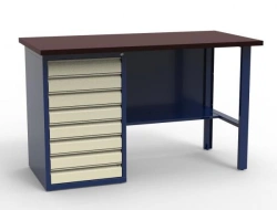 SW-1T Workbench with One Pedestal, Laminated Plywood Top