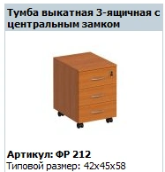 Formula Mobile Cabinet with 3 Drawers and Central Lock, Art. FR 212