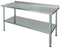 Stainless Steel Food Processing Table with Edge, Solid Shelf SRP-1-0.6/1.7-P